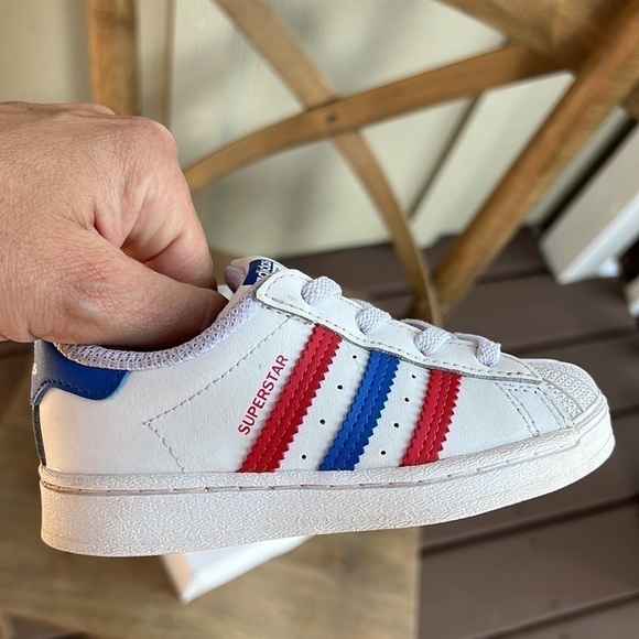 Adidas Red White & Blue Superstarts❤️🤍💙 - Picture 7 of 11